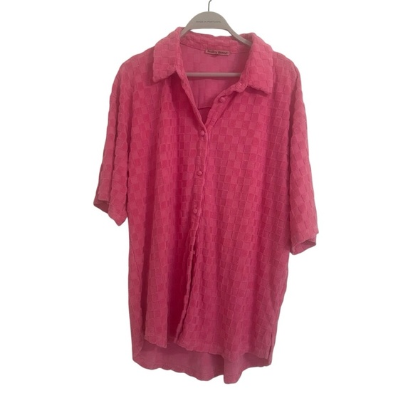 Bailey Rose Pink Checkered Terry Shirt large - Picture 3 of 11
